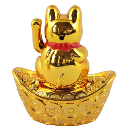 Lucky golden solar cat 10cm