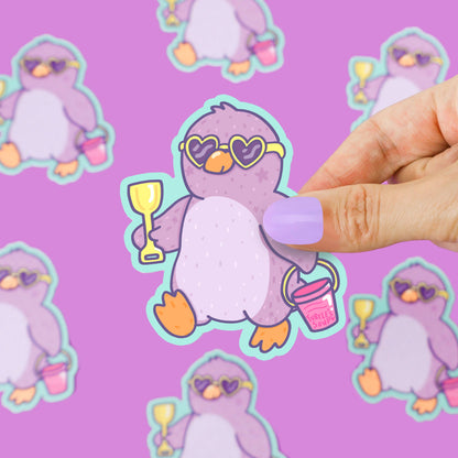 Penguin at the Beach Sticker