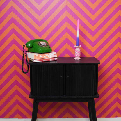 Kandelaar - Toffee Candy - Keramiek - Roze/Neon - 7,5x7,5x13 cm