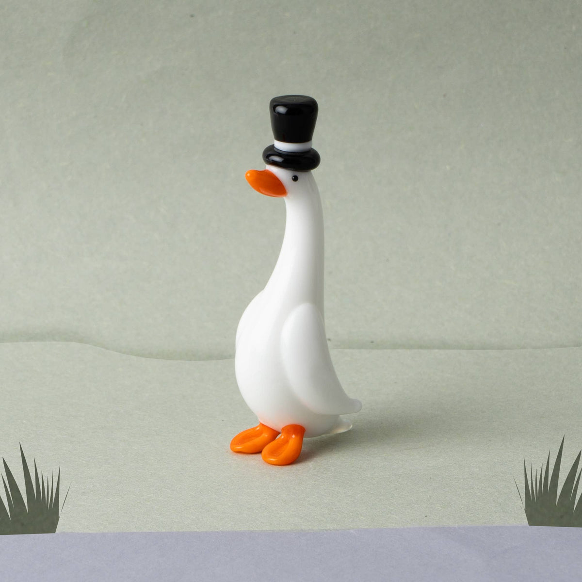 Gentleman Duck Glass Figurine