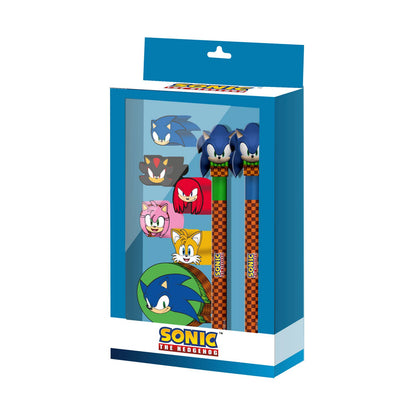 Sonic the Hedgehog “Greenhill Pack Sonic” Erasable Gel Pen + Eternal Pencil + 5 Erasers + Sharpener
