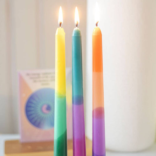 Set of 3 Aura Energy Dipped Tapered Candles