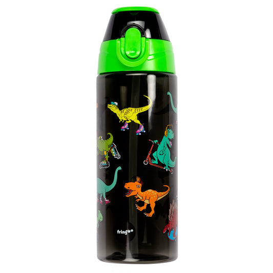 Straw Water Bottle - Dinosaur Skaters