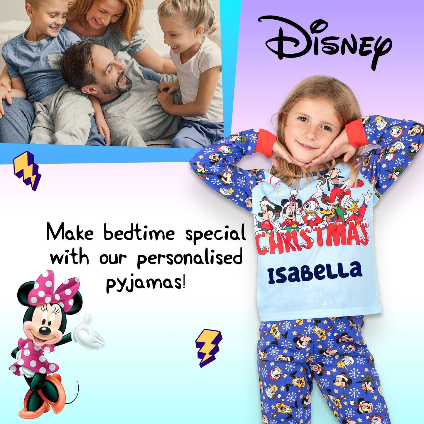 Disney Christmas Personalised Pyjamas - BLUE