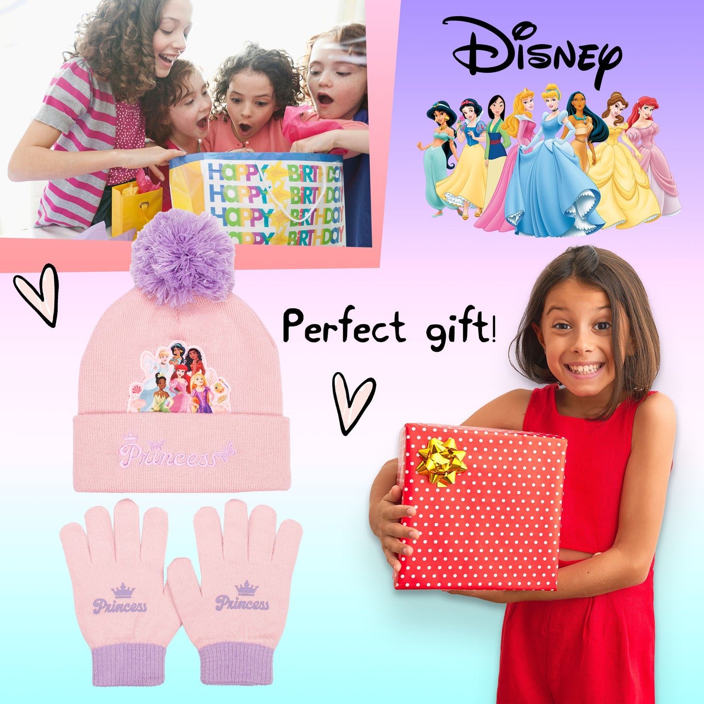 Disney Princesses Winter Hat & Gloves Set fille