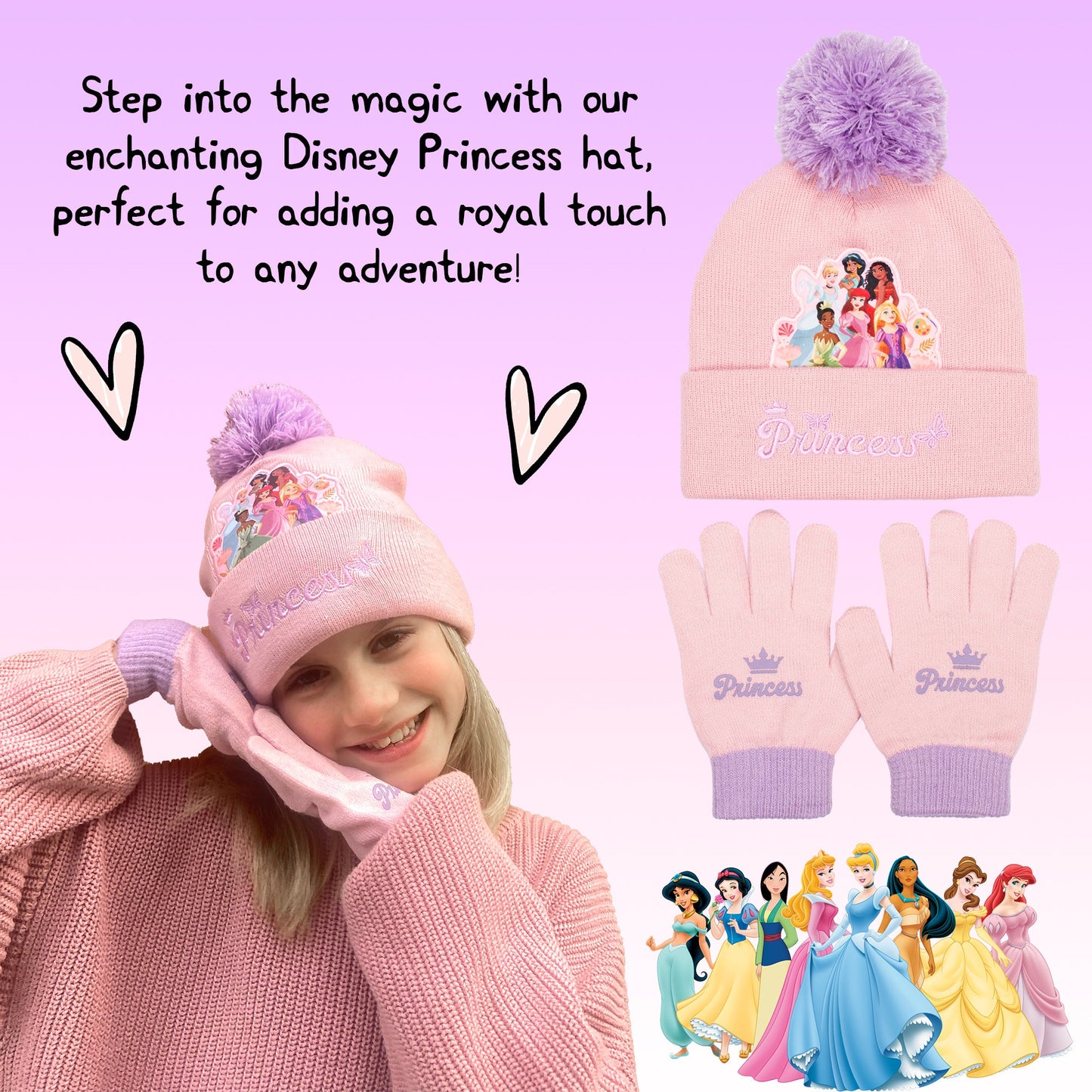 Disney Princesses Winter Hat & Gloves Set fille