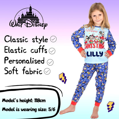 Disney Christmas Personalised Pyjamas - BLUE