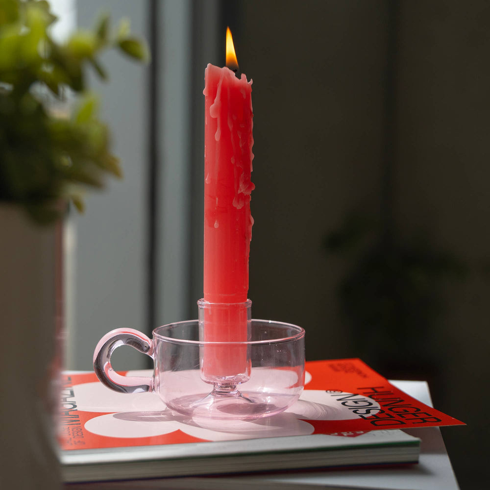 Klassieke roze kristallen kandelaar S2