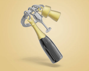 Sleutelhangertje in de vorm van een champagnefles