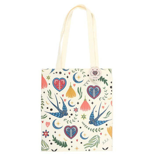 Tote bag imprimé floral folk