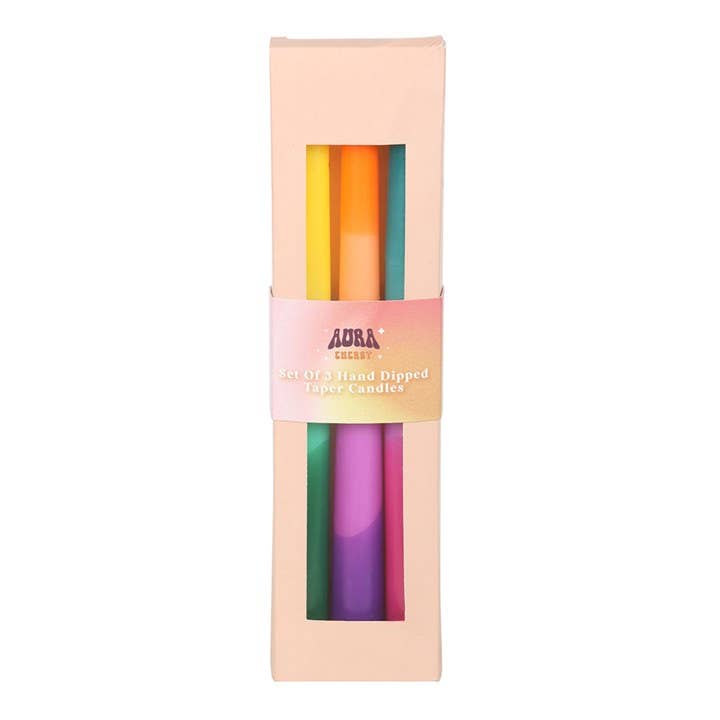 Set of 3 Aura Energy Dipped Tapered Candles