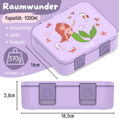 Compartmentalized, leakproof lunch box - Purple Mermaid