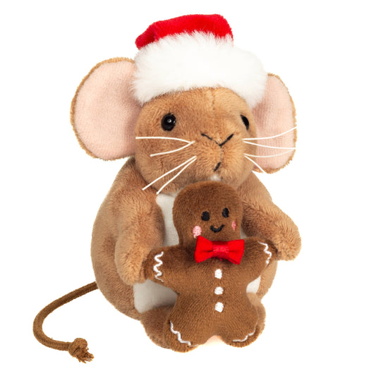 Peluche Souris de Noël avec bonhomme en pain d'épice