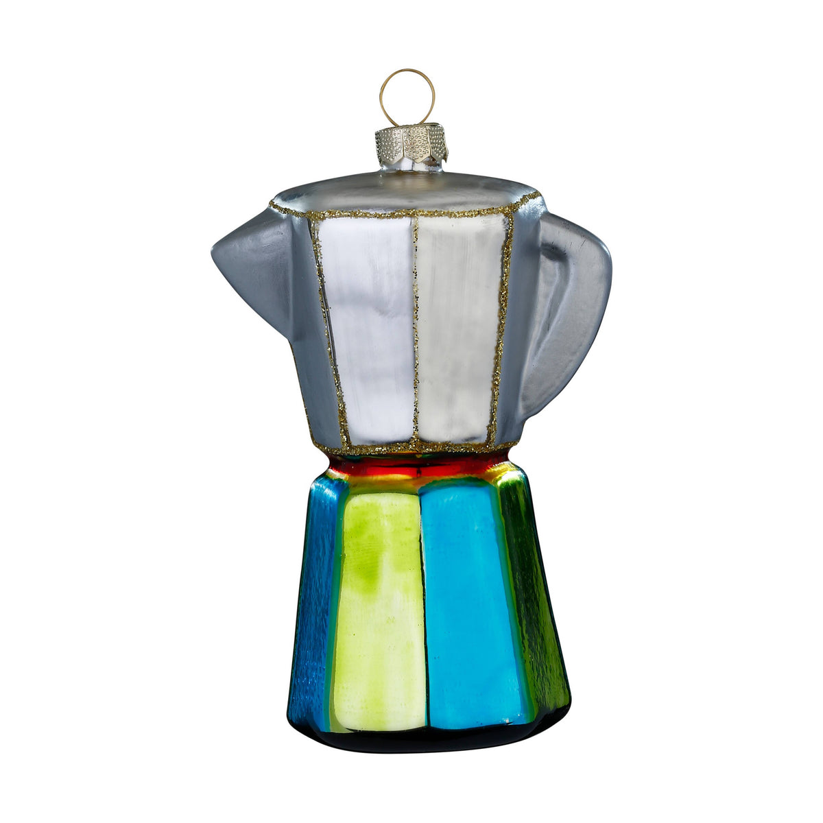 Ornement de Noël cafetière moka, en verre, 10,5 cm – Holly & Jolly
