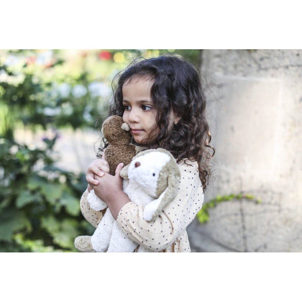 Stuffed Animal Dog, Small | White &amp; Beige