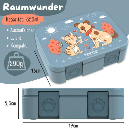 Lunch box with compartments, lightweight & leak-proof - Dog & Cat