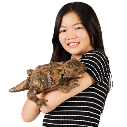 Marionnette à main Lézard cornu 3225/ Lézard à cornes Folkmanis réaliste