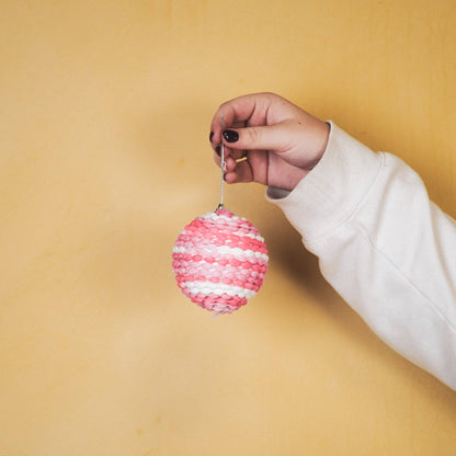 Christmas hangers, Christmas baubles, foam, neon pink, S3, 8 cm