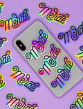 Holografische sticker met de tekst "Shit"
