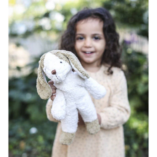 Stuffed Animal Dog, Small | White &amp; Beige