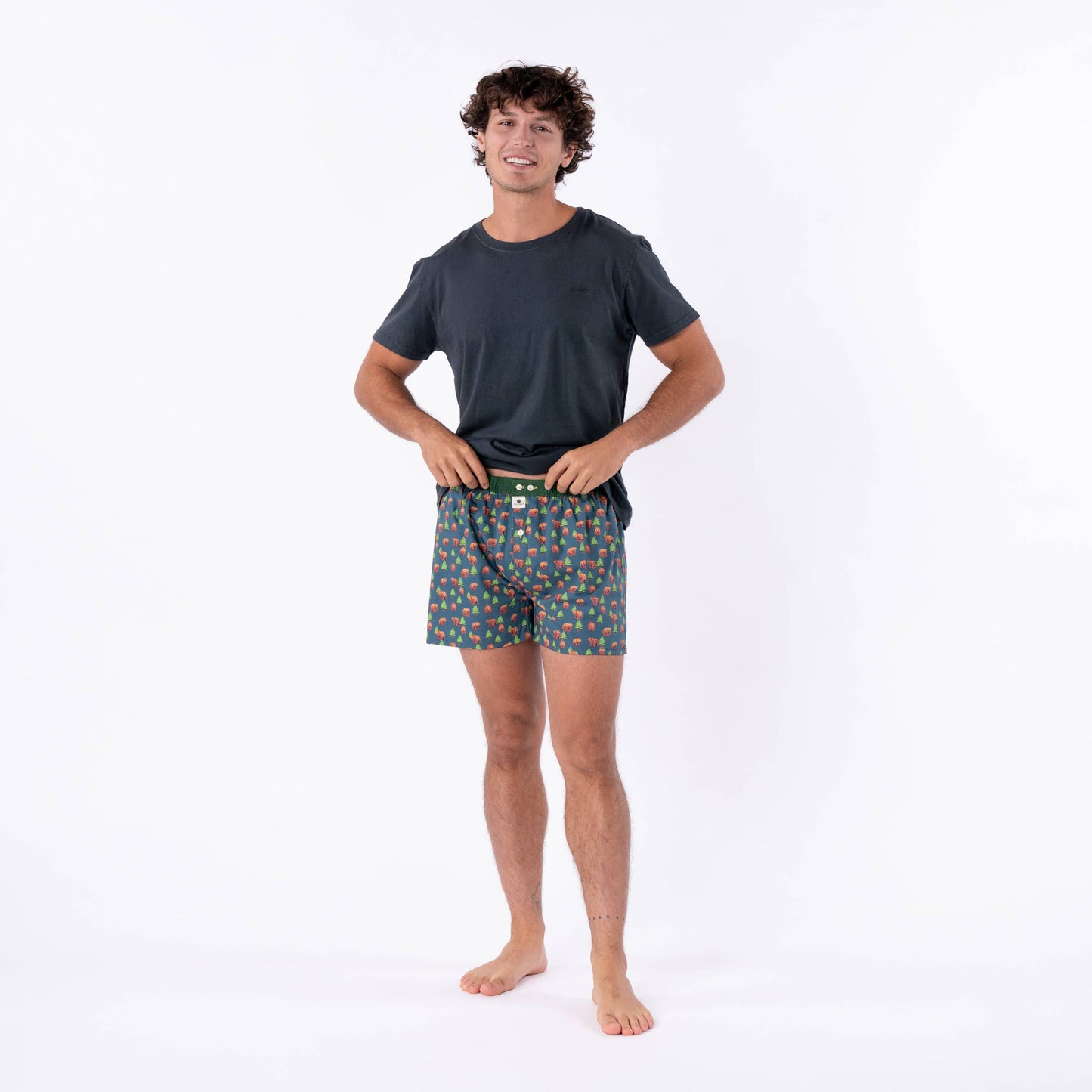 Boxer shorts in 100% organic cotton - Brown bear