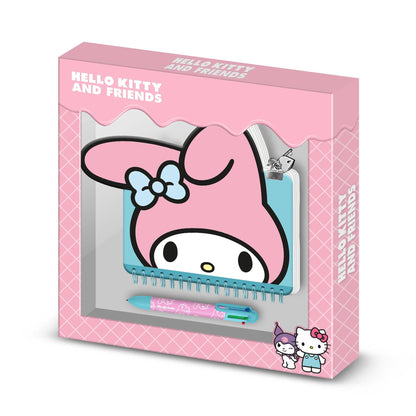 Coffret Journal + Stylo 6 Couleurs Hello Kitty « My Melody Face » – Rose