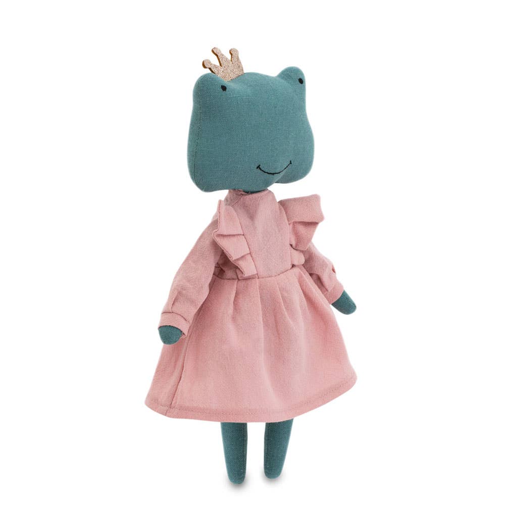 Fiona de Kikker Pluche Knuffel van Katoen in Roze Jurk - 29 cm - 0+