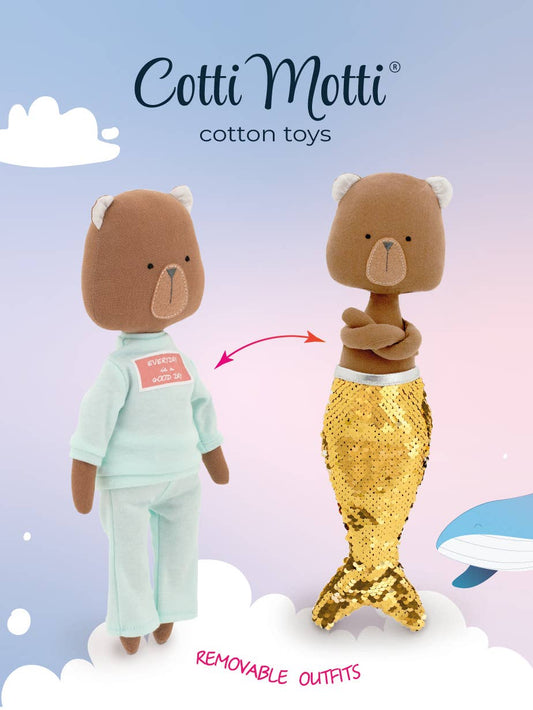 Oscar l'Ours en peluche : ensemble vêtements et queue de sirène - 29 cm