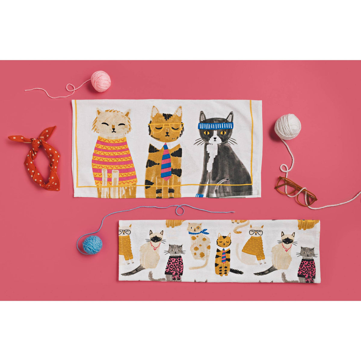 Set of 2 Feline Floursack dish towels