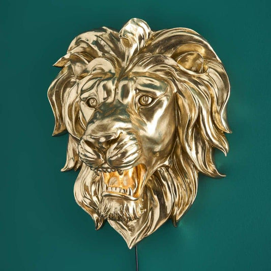 King Lion wandlamp goud, 47 x 41 x 24,5 cm