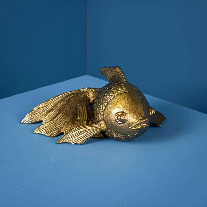 Décoration murale poisson rouge, aluminium doré, 27 x 17 x 12 cm