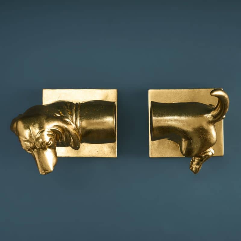 S/2 Dachshund Bookends, Gold 27.5 x 14 x 20 cm