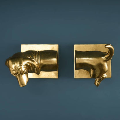 S/2 Dachshund Bookends, Gold 27.5 x 14 x 20 cm