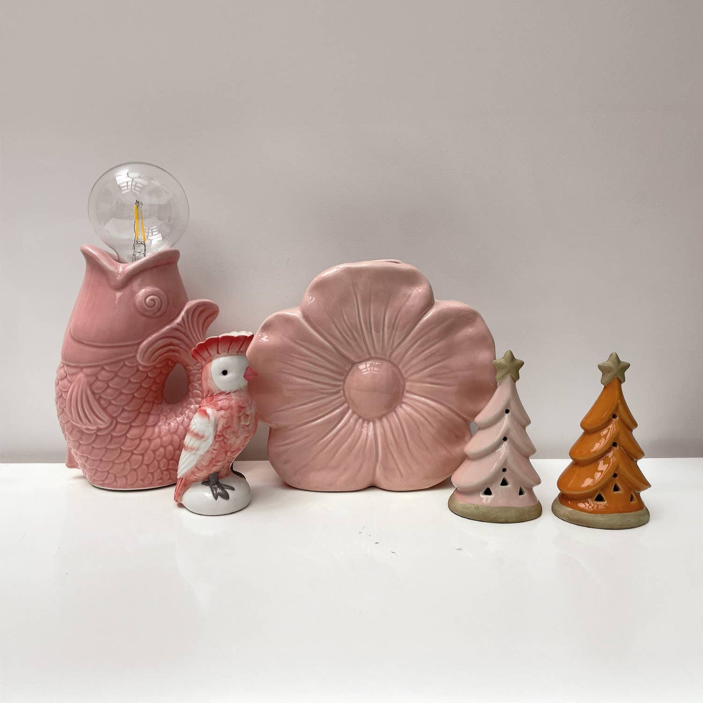 Pink LED fish decoration, battery operated L13.5 W8.2 H27cm