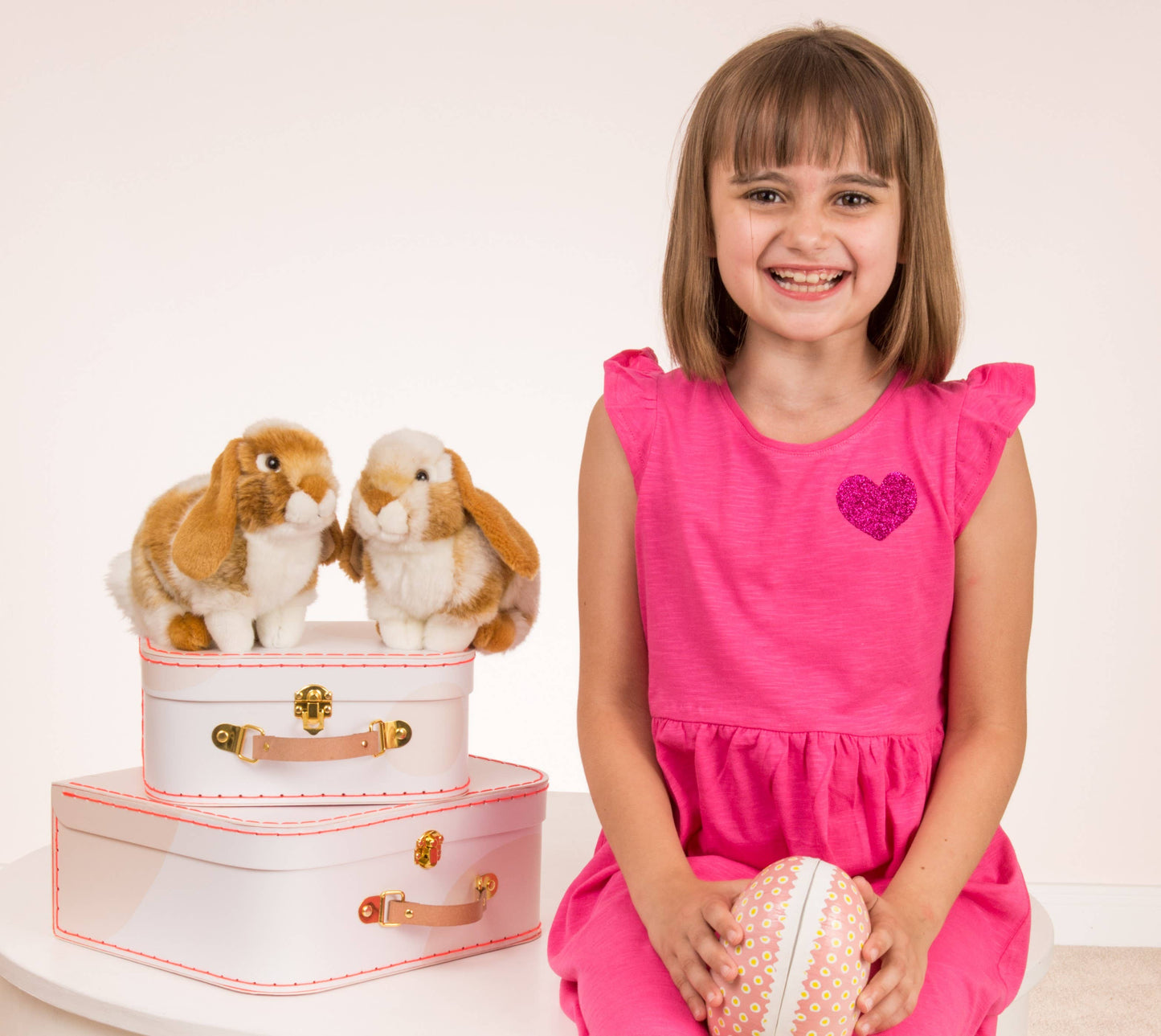 Light brown/white sitting lop rabbit plush toy