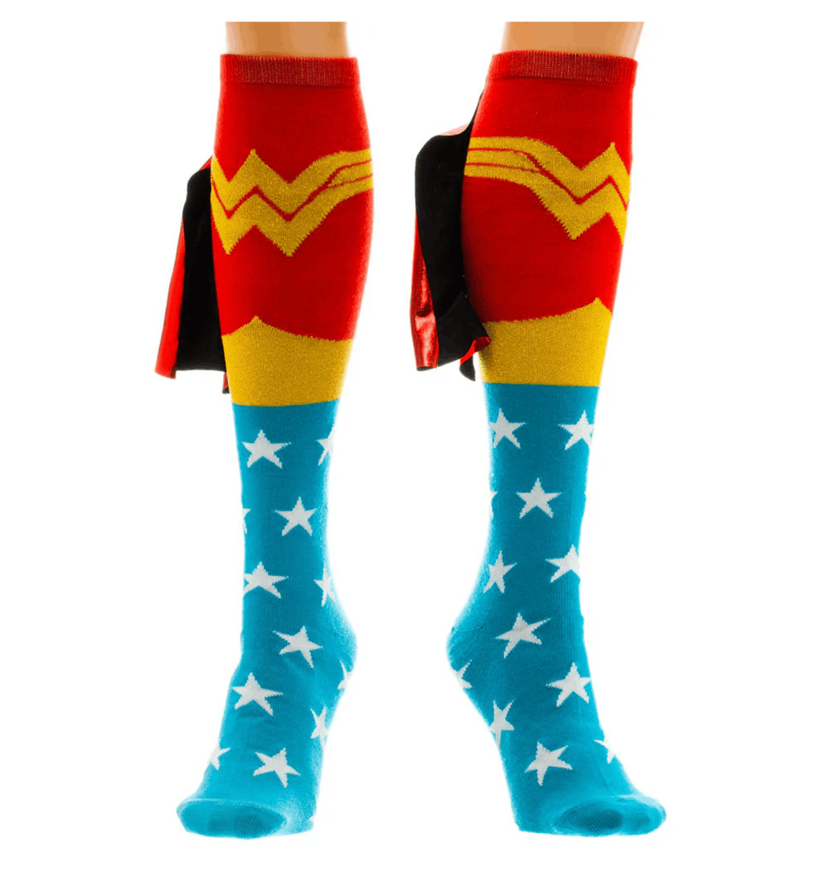 Chaussettes hautes Wonder Woman avec cape brillante