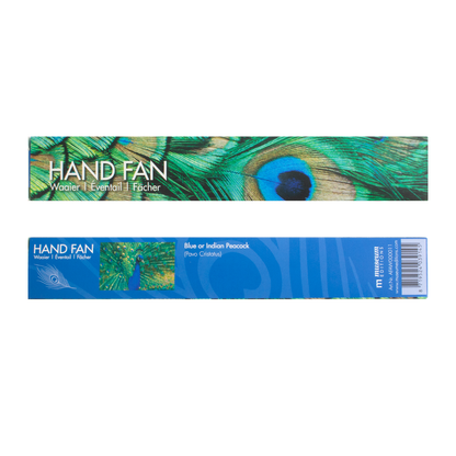 Peacock feather bamboo fan
