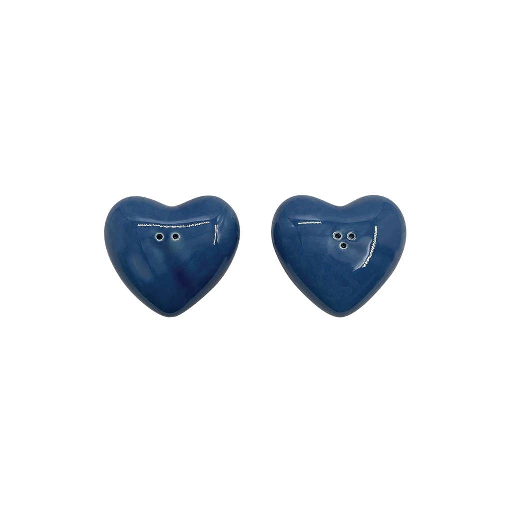 Blue heart salt and pepper set L7 W6.5 H2cm
