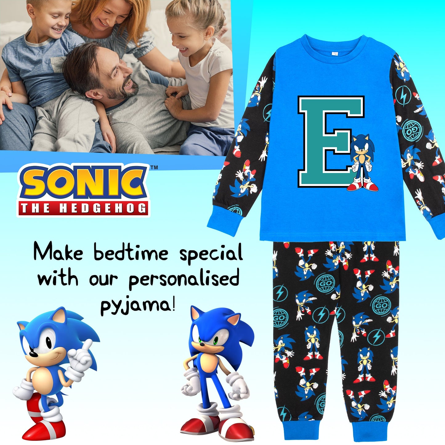 Sonic The Hedgehog Pyjama garçon Long Sleeve 100% Cotton