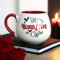 "My Blood Type is Coffee" Gothic Vampire Round Mug for Halloween
