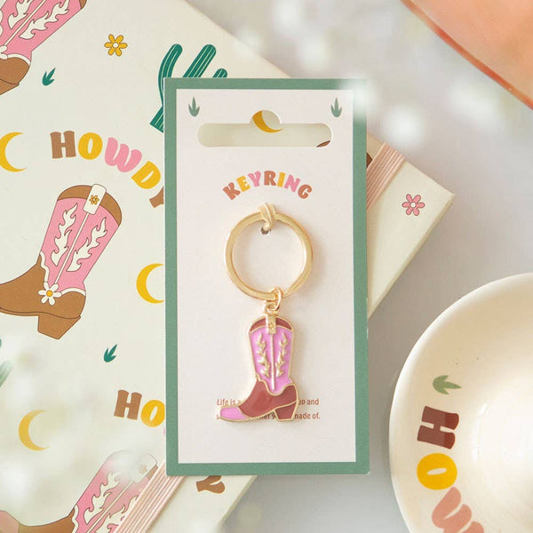 Pink Cowboy Boot Keychain