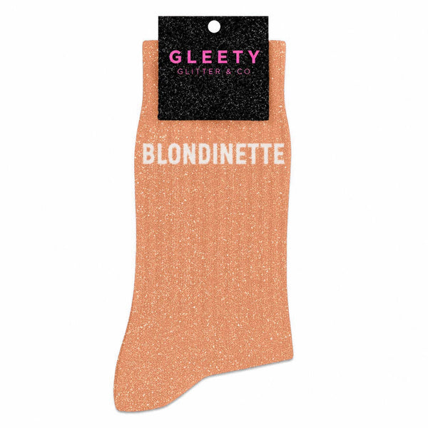 Chaussettes à Paillettes Blondinette Pêche – Gleety