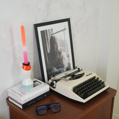 Candlestick - Fish - Mint/White/Orange - 7x7x16.5cm