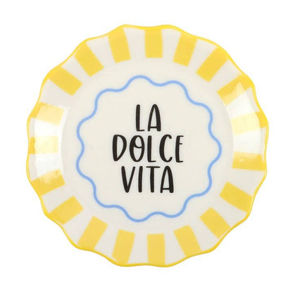 "La Dolce Vita" Striped Yellow Trinket Dish