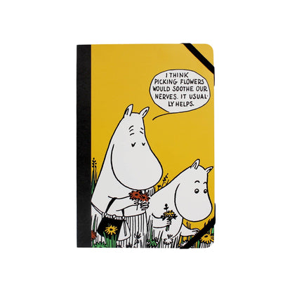 Yellow Moomin Picking Flowers notebook