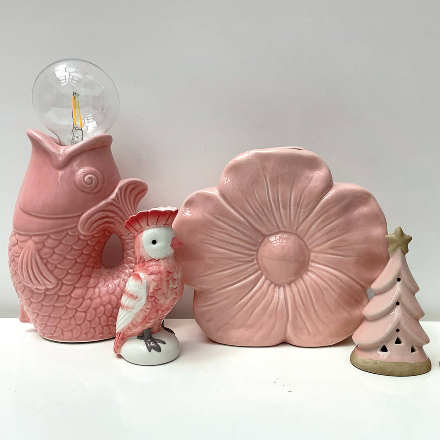 Pink LED fish decoration, battery operated L13.5 W8.2 H27cm