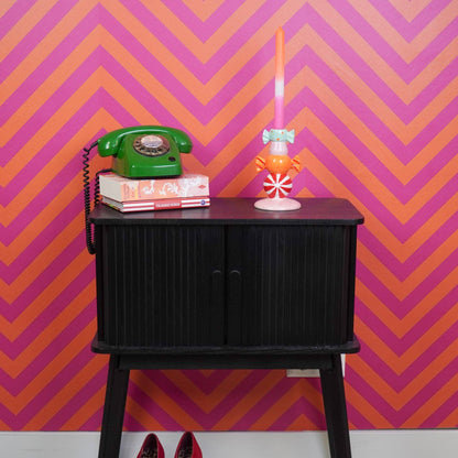 Kandelaar in de vorm van een toffee met nietjes - Meerkleurig - 11x11x18 cm