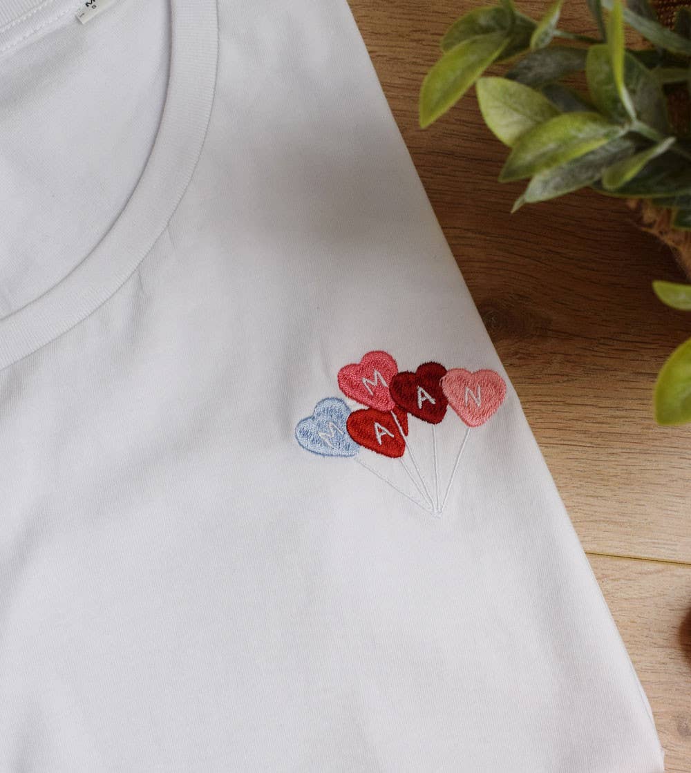 Women's Embroidered T-Shirt - Balloons Mom
