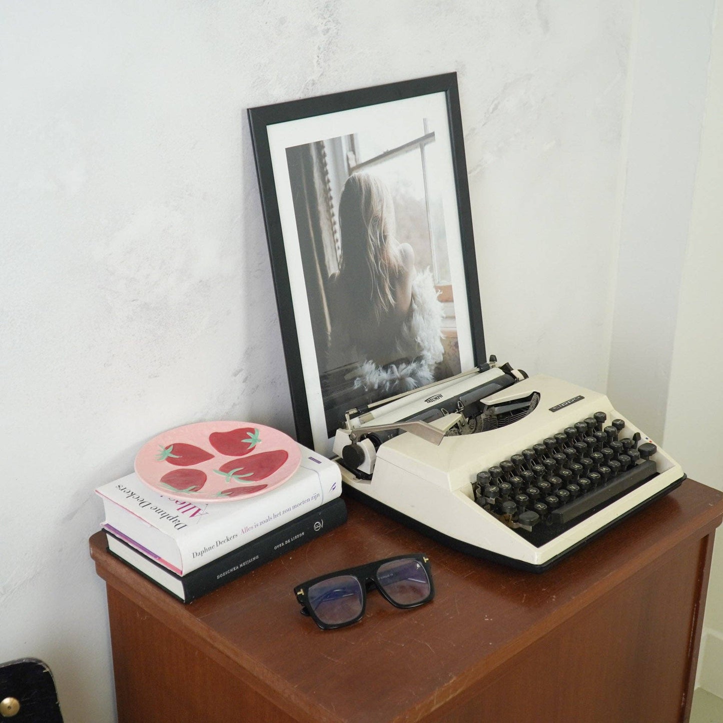 Decoratief bord - Aardbeien - Roze/Rood - 17,5 x 17,5 x 2 cm