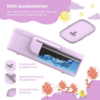 Kids' Lunch Box with Compartments, Lightweight & Leakproof - Purple